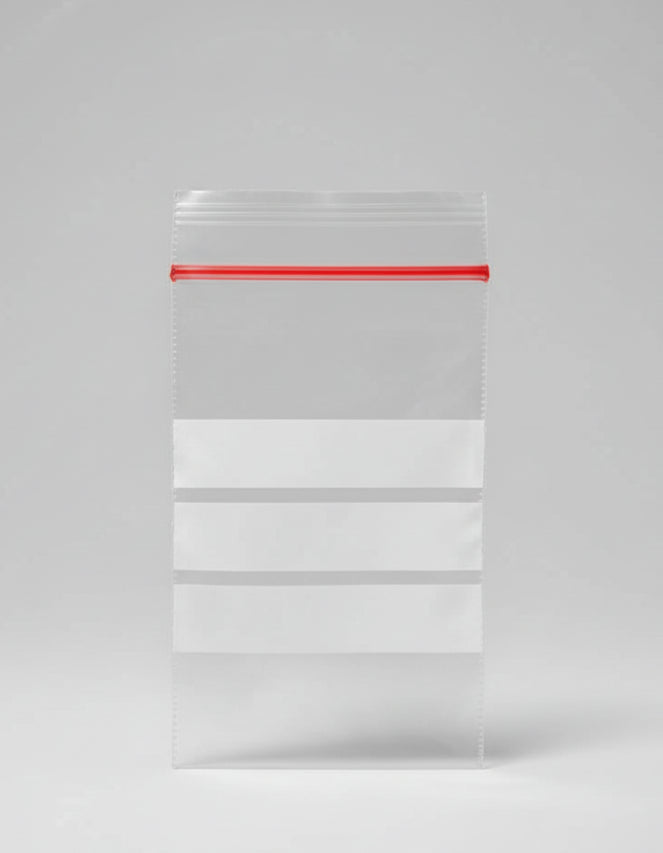 Zip Lock Tri Strip Writable Bag