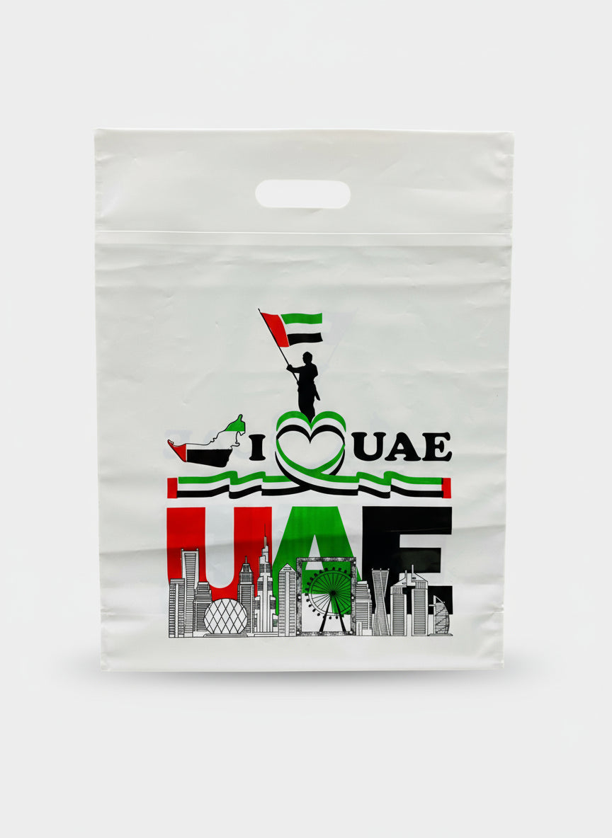 LD Plastic Shopping Bag - UAE Flag & Skyline Print, 5kg